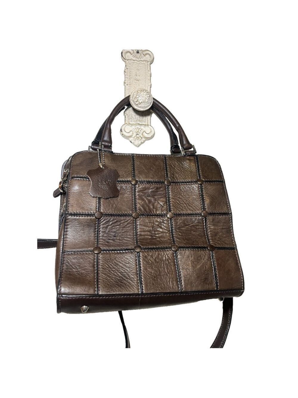 Marc Chantal MC Leather patchwork satchel crossbody new